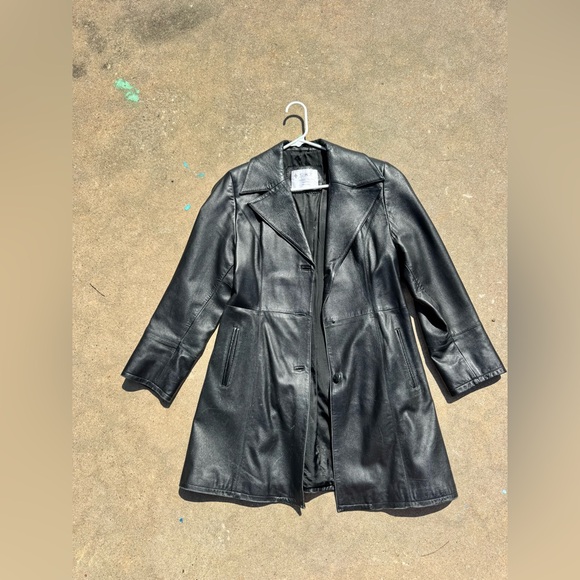 SAX Leather FACTORY FLORENCE Long Sleeve Trench Jacket Coat SIZE 46 - Picture 2 of 9